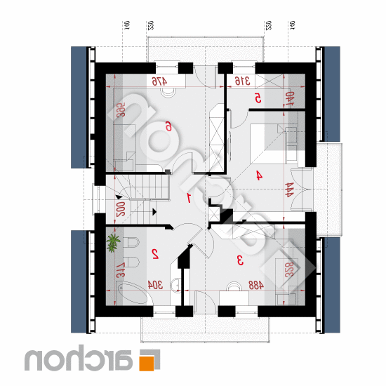 Dom w rododendronach 5 (WNT) | rzut poddasza