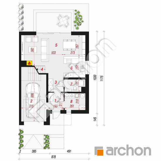 Dom w narcyzach 5 (B) | rzut parteru