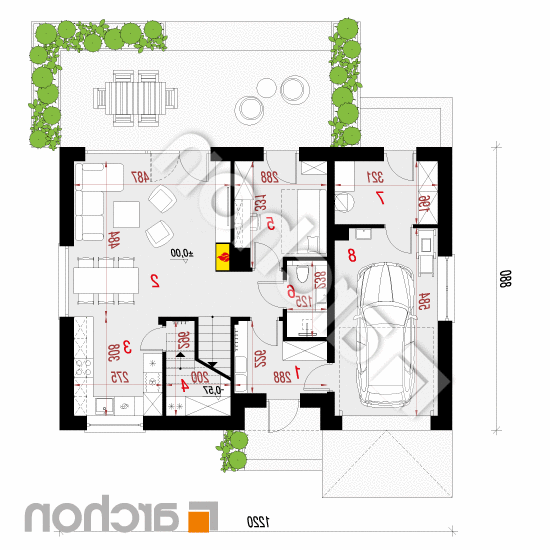 Dom w malinówkach 23 (GA) | rzut parteru