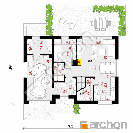 Dom w malinówkach 23 (GA) | rzut parteru