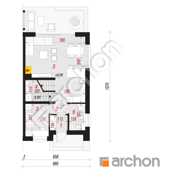 Dom w klementynkach 2 (B) | rzut parteru