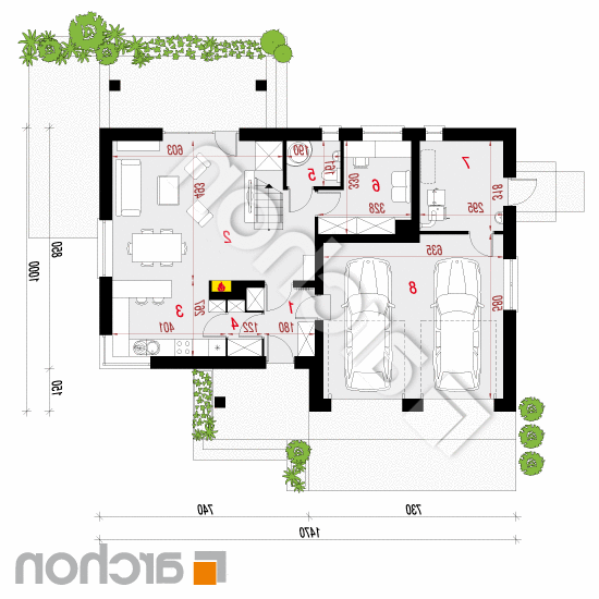 Dom w jabłonkach 8 (G2) | rzut parteru