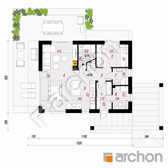 Dom w wisteriach 11 | rzut parteru