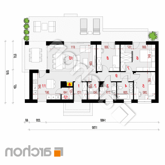 Dom w kosaćcach 9 (N) | rzut parteru