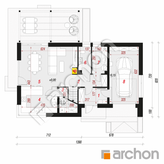 Dom w krotonach 4 (G) | rzut parteru