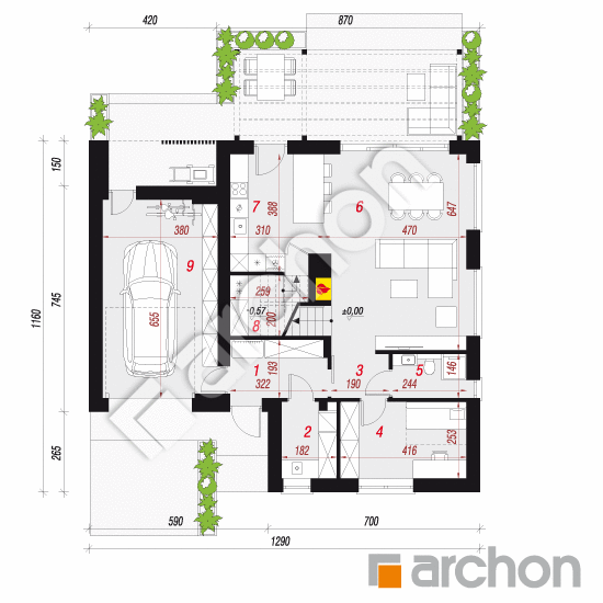 Dom w malinówkach 44 (GE) | rzut parteru