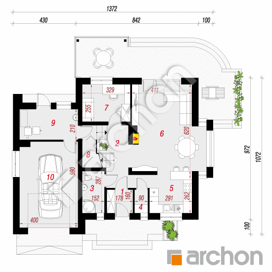 Dom w tamaryszkach 4 (N) | rzut parteru