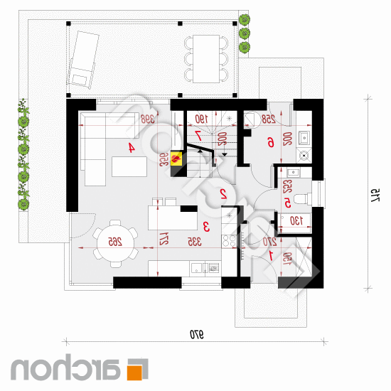 Dom w trytomach | rzut parteru