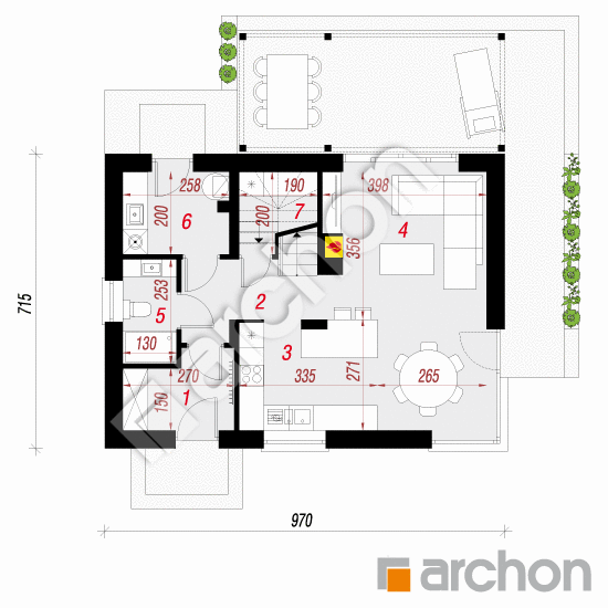 Dom w trytomach | rzut parteru