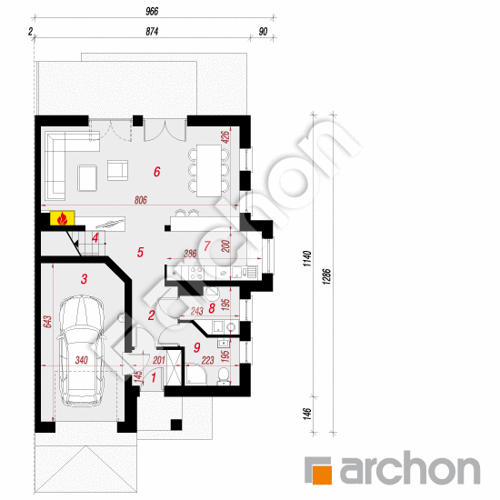 Dom w klematisach 16 (B) | rzut parteru