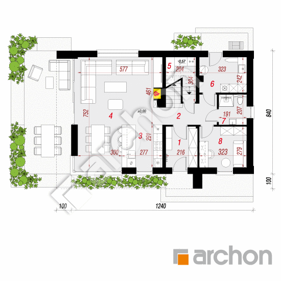 Dom w szyszkowcach 8 | rzut parteru