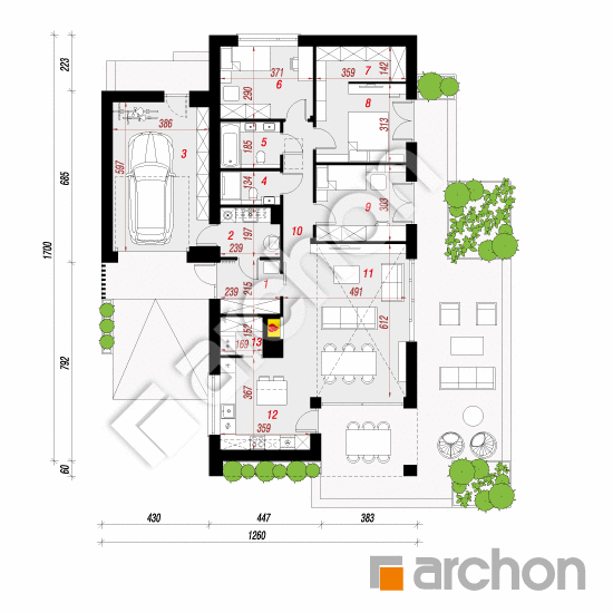 Dom w kosaćcach 9 (GNA) | rzut parteru