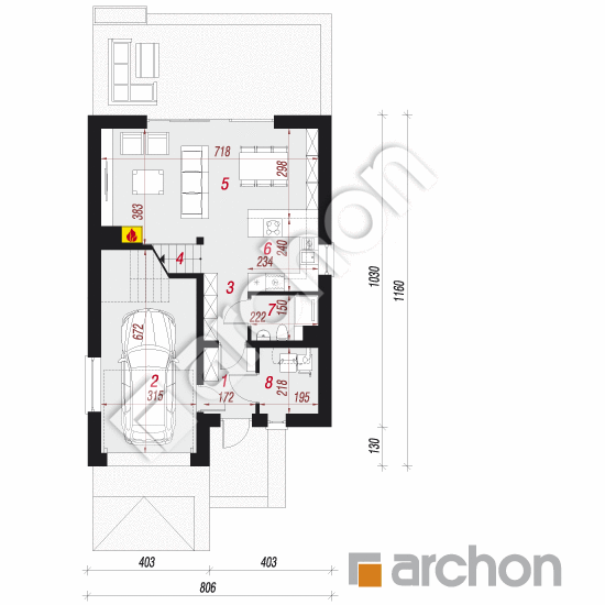 Dom w klematisach 24 | rzut parteru