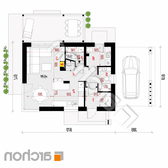 Dom w trytomach (A) | rzut parteru