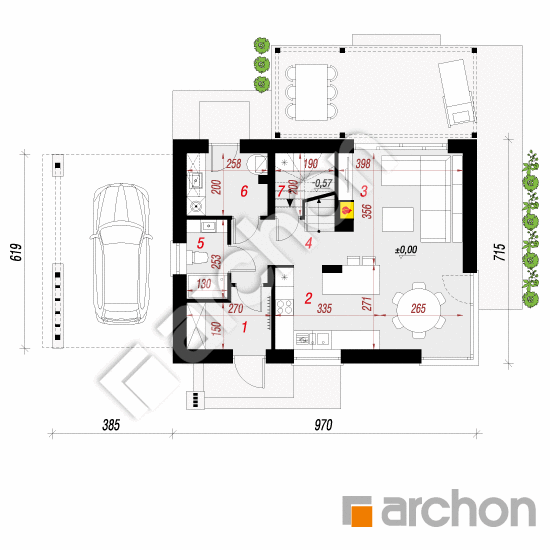 Dom w trytomach (A) | rzut parteru