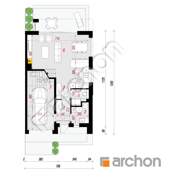 Dom w klematisach 33 (GB) | rzut parteru