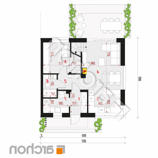 Dom w kronselkach (B) | rzut parteru