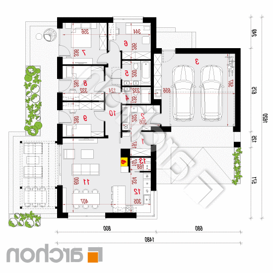 Dom w kosaćcach 3 (G2N) | rzut parteru