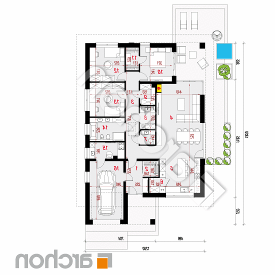 Dom w cieszyniankach 14 (GE) | rzut parteru