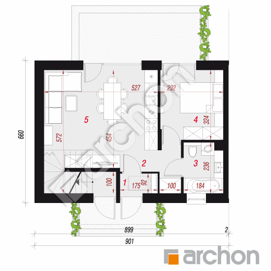 Dom w pileach 2 (R2BE) | rzut parteru