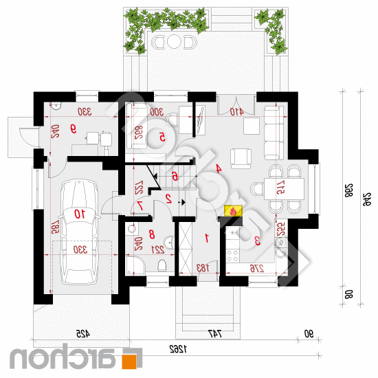 Dom w rododendronach 15 (NT) | rzut parteru