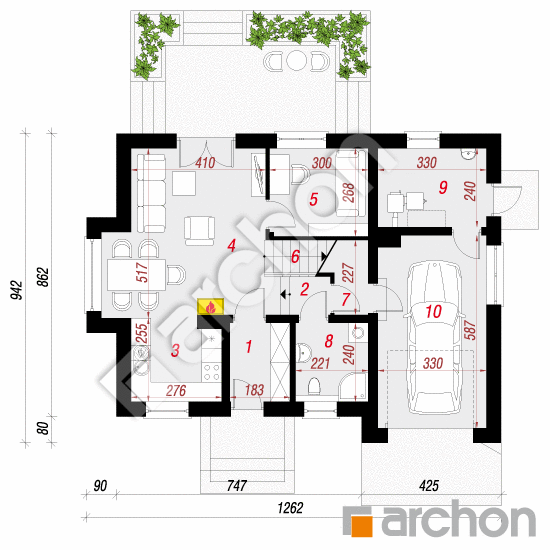 Dom w rododendronach 15 (NT) | rzut parteru