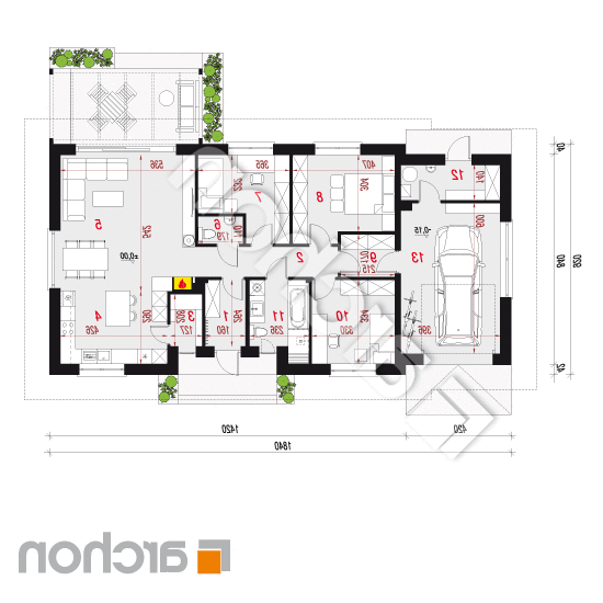 Dom w kostrzewach 6 (G) | rzut parteru