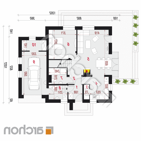 Dom w rododendronach 5 (N) ver.2 | rzut parteru