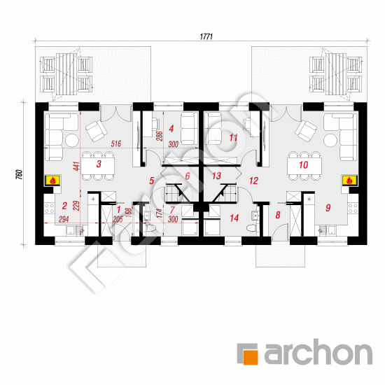 Dom w rubinach 2 (R2T) | rzut parteru