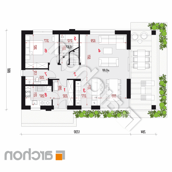 Dom w szyszkowcach 6 (E) | rzut parteru