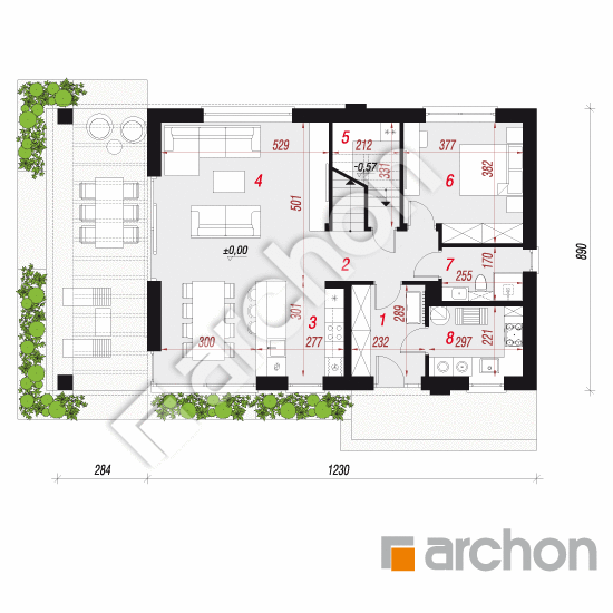 Dom w szyszkowcach 6 (E) | rzut parteru