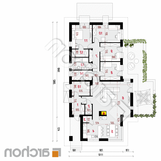 Dom w amarantusach 5 (T) | rzut parteru