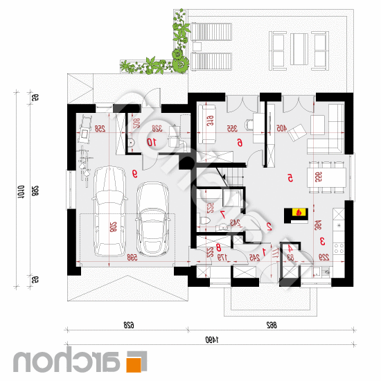 Dom w rododendronach 24 (G2N) | rzut parteru