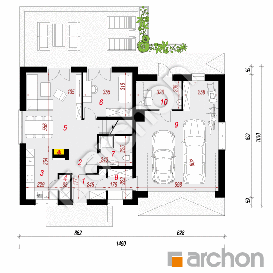 Dom w rododendronach 24 (G2N) | rzut parteru