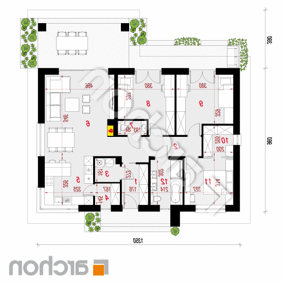 Dom w kostrzewach 3 (A) | rzut parteru