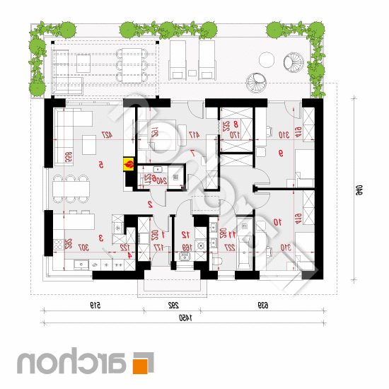 Dom w kostrzewach 15 | rzut parteru