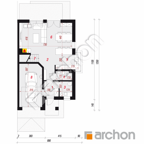 Dom w klematisach 26 (B) | rzut parteru