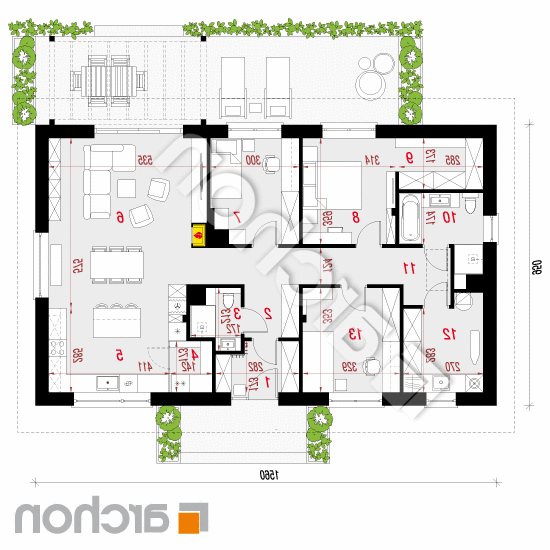 Dom w leszczynowcach 11 | rzut parteru