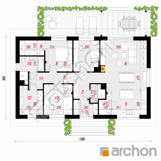 Dom w leszczynowcach 11 | rzut parteru