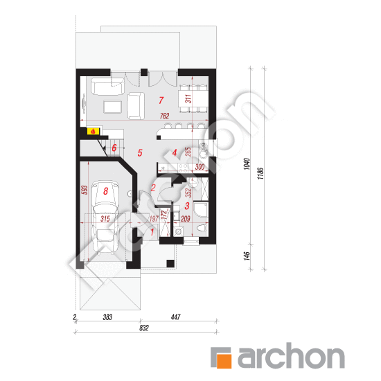 Dom w klematisach 19 (B) | rzut parteru