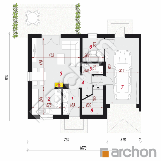 Dom w zimokwiatach (B) ver.2 | rzut parteru