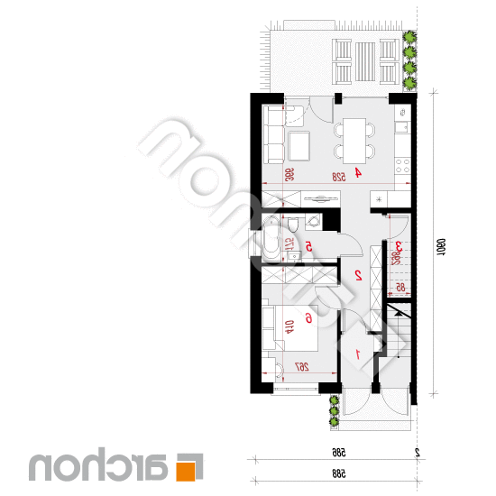 Dom w bratkach 8 (R2BA) | rzut parteru