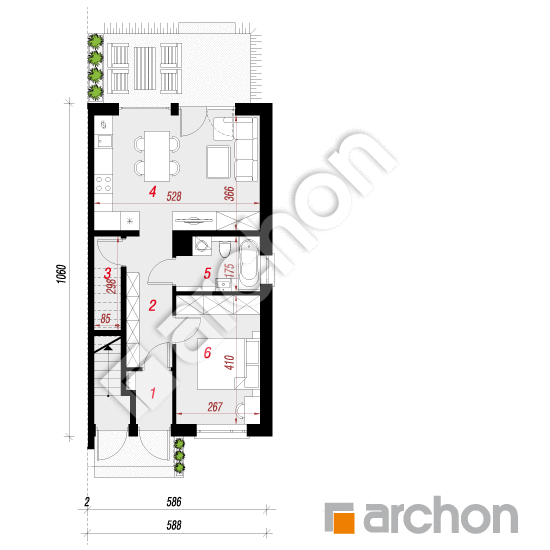 Dom w bratkach 8 (R2BA) | rzut parteru