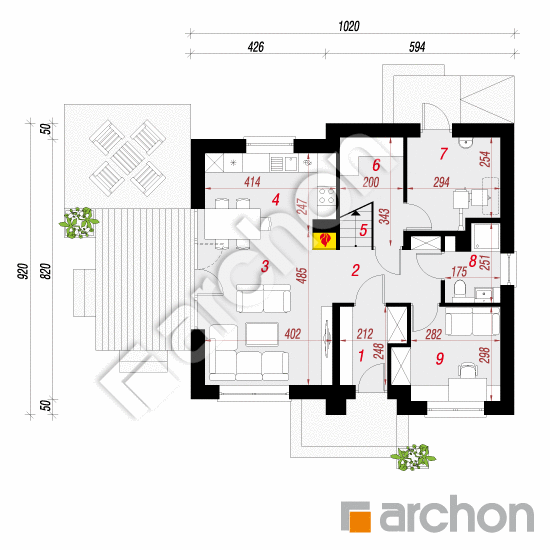 Dom w zielistkach 3 (A) | rzut parteru