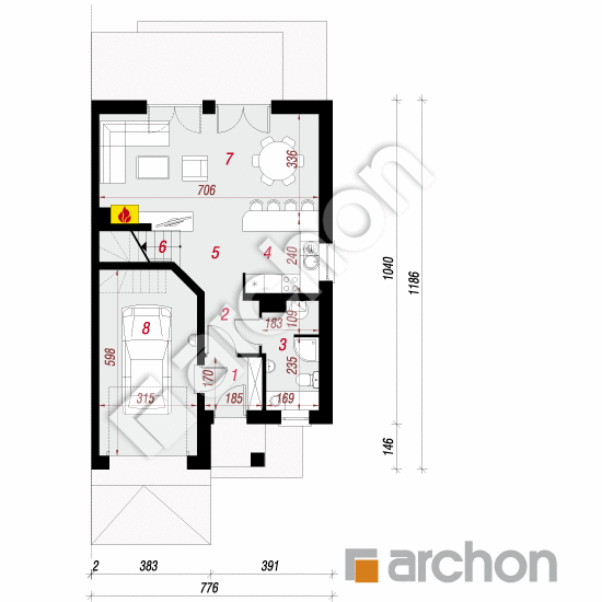 Dom w klematisach 9 (AB) ver.3 | rzut parteru