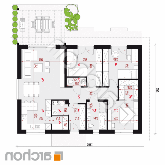 Dom w kostrzewach 14 (E) | rzut parteru