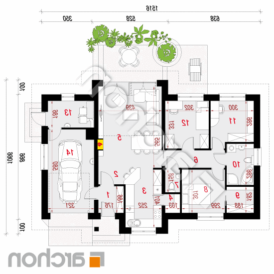 Dom w nerinach (T) | rzut parteru