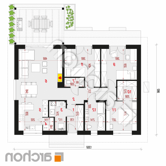 Dom w kostrzewach 9 (E) OZE | rzut parteru