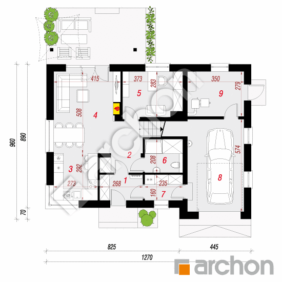 Dom w akantach 2 | rzut parteru