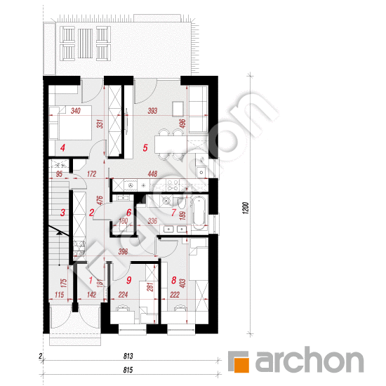 Dom w bratkach 18 (R2BE) | rzut parteru